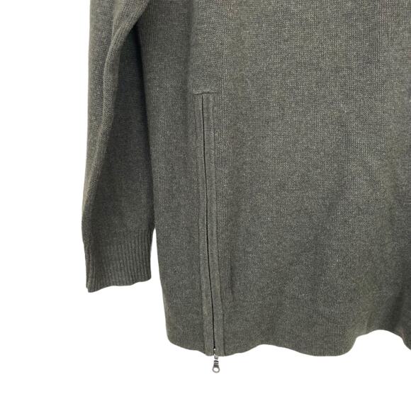 Cullen Green Cotton Modal Sweater Zipper Detail Sz M - Picture 4 of 6